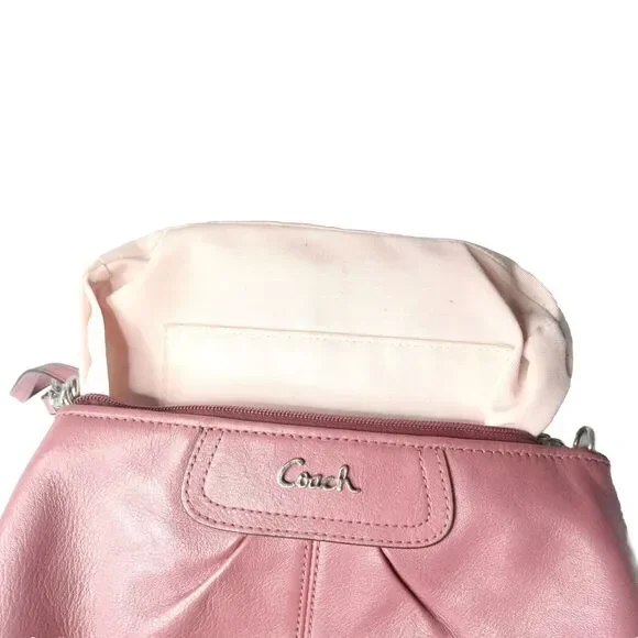 Coach Ashley Leather Wristlet Dark Pinkish Brown Large - Picture 8 of 9